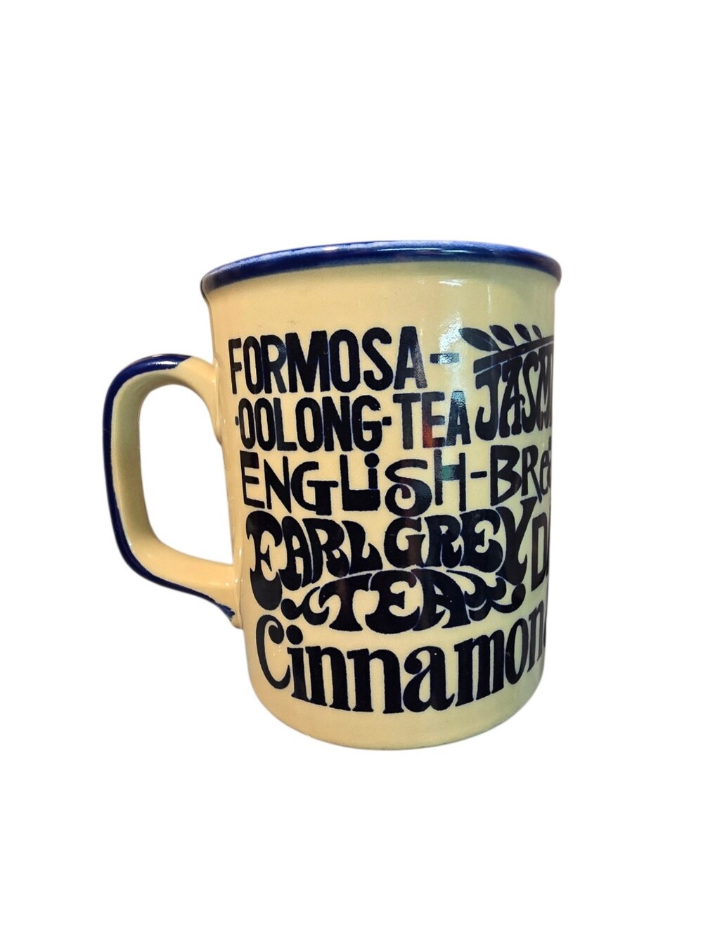 Vintage 1970s Typography Boho Artistic Tea Lovers Ceramic Mug